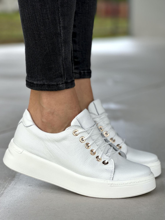 Białe trampki damskie skórzane