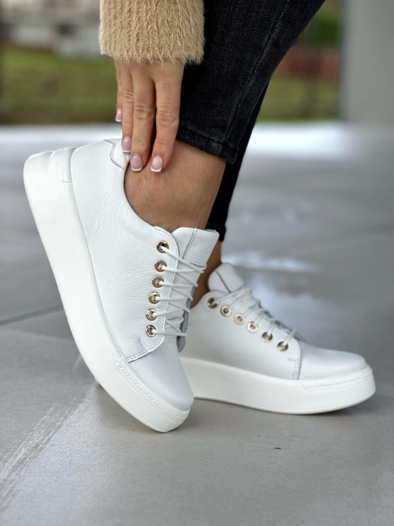 Białe trampki damskie skórzane