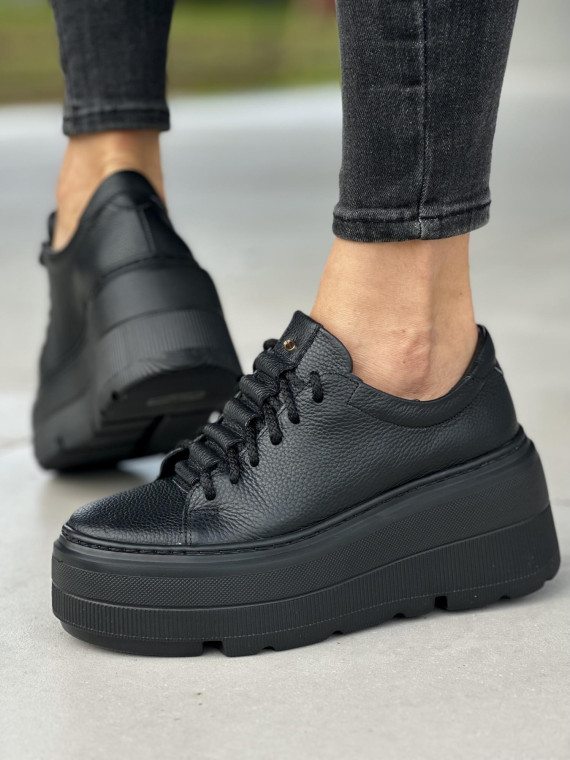 Czarne trampki damskie skórzane