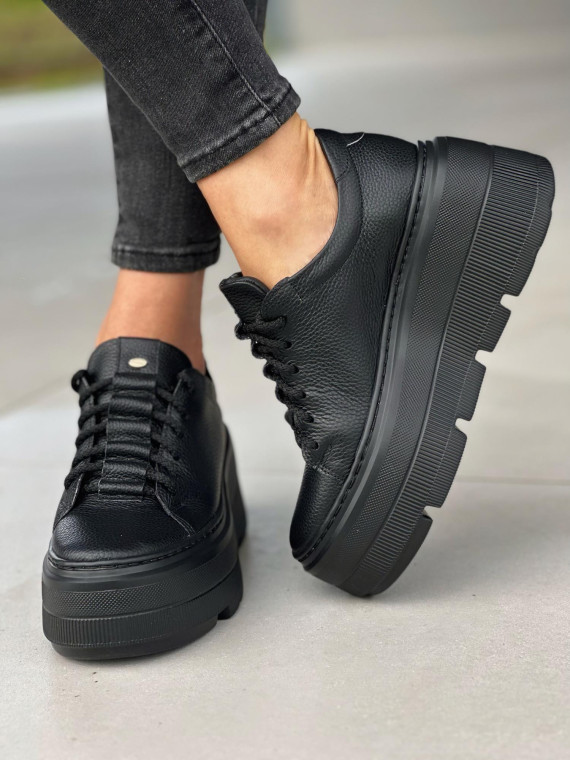 Czarne trampki damskie skórzane