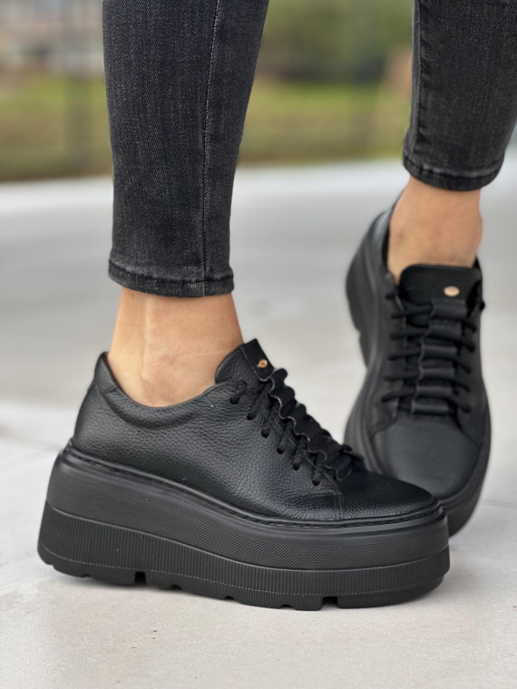 Czarne trampki damskie skórzane