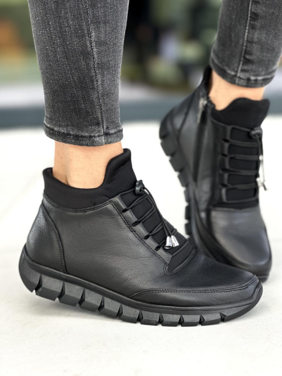 Czarne sneakersy damskie skórzane