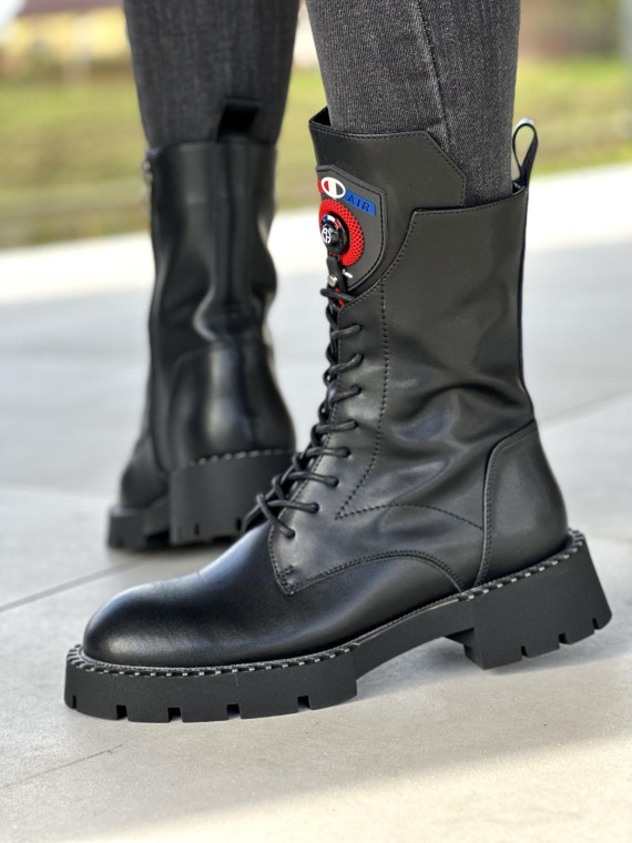 Czarne trapery damskie skórzane