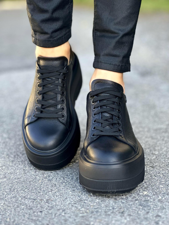 Czarne trampki damskie skórzane