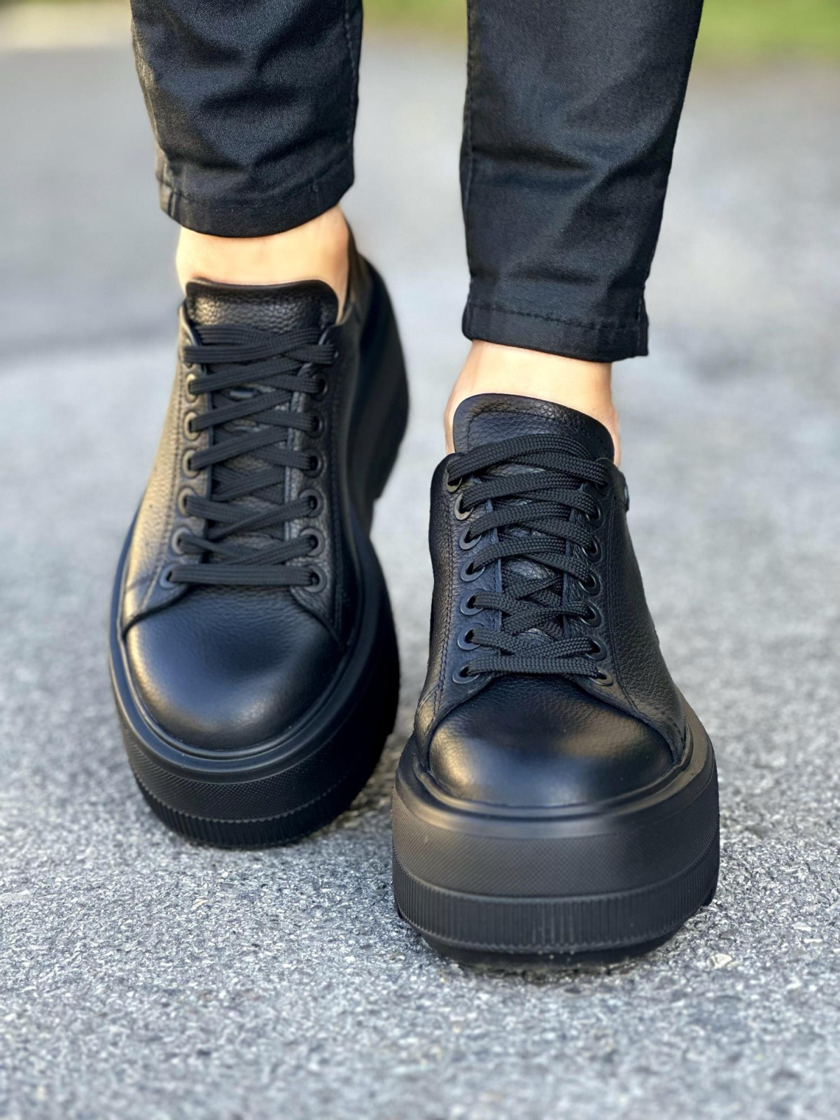 Czarne trampki damskie skórzane