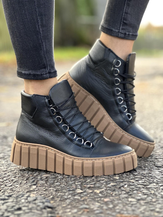 Czarne trampki damskie skórzane