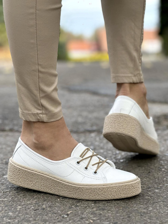 Białe trampki damskie skórzane