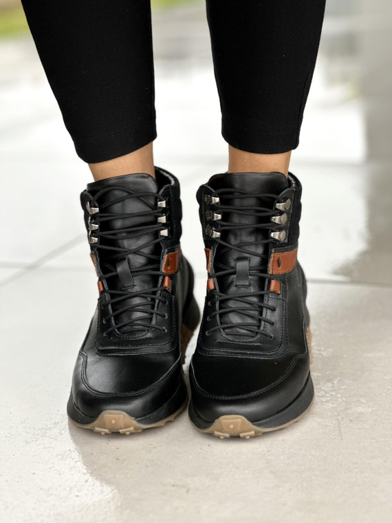 Czarne sneakersy damskie skórzane