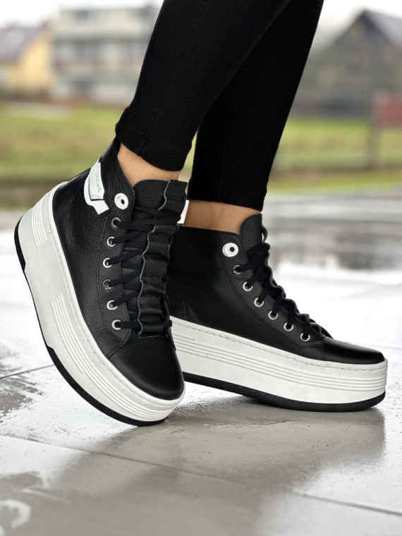 Czarne trampki damskie skórzane