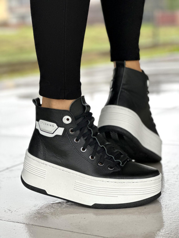 Czarne trampki damskie skórzane