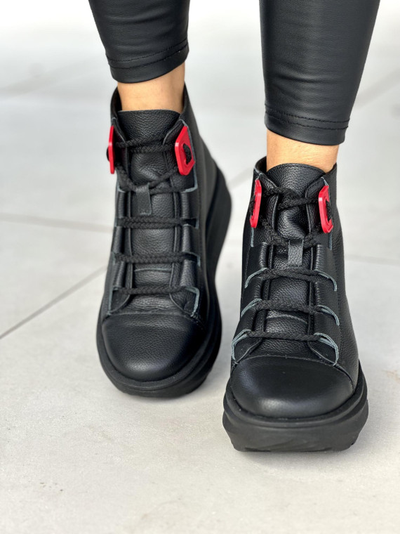 Czarne sneakersy damskie skórzane