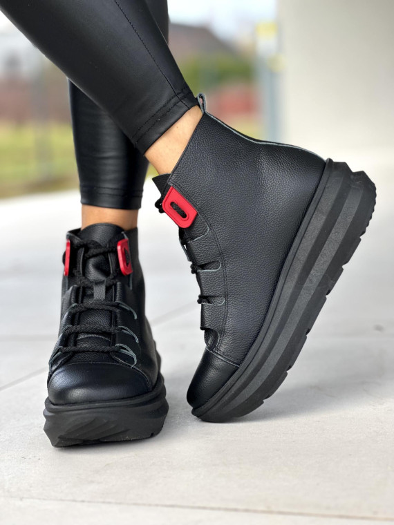 Czarne sneakersy damskie skórzane