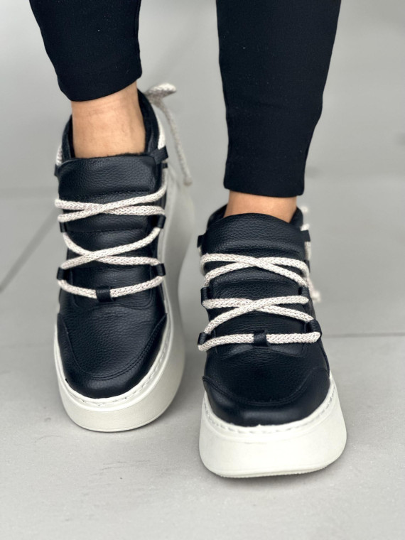 Czarne trampki damskie skórzane