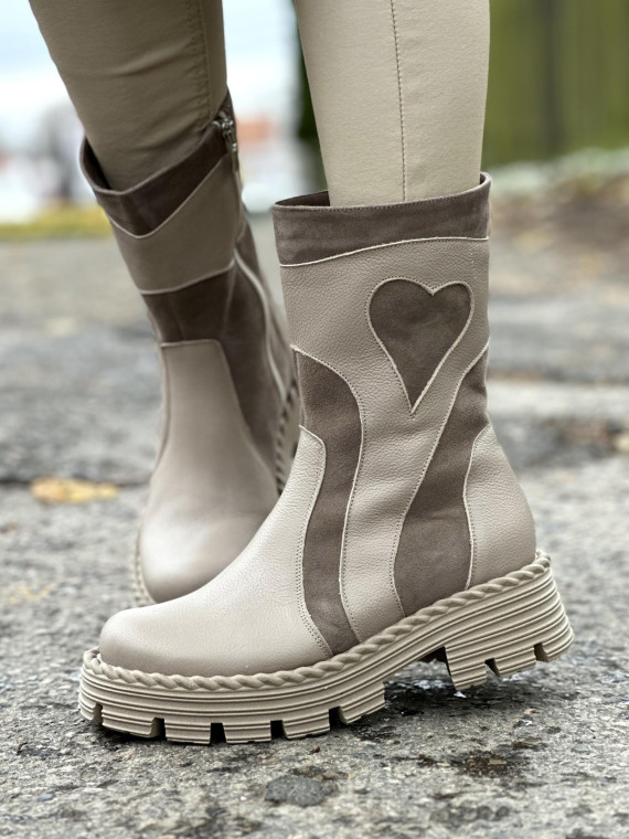 Cappucino botki damskie skórzane