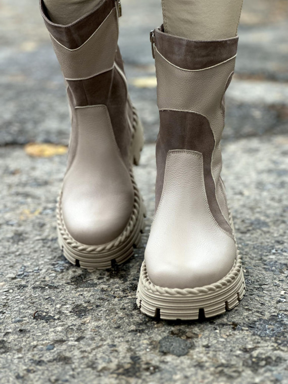 Cappucino botki damskie skórzane