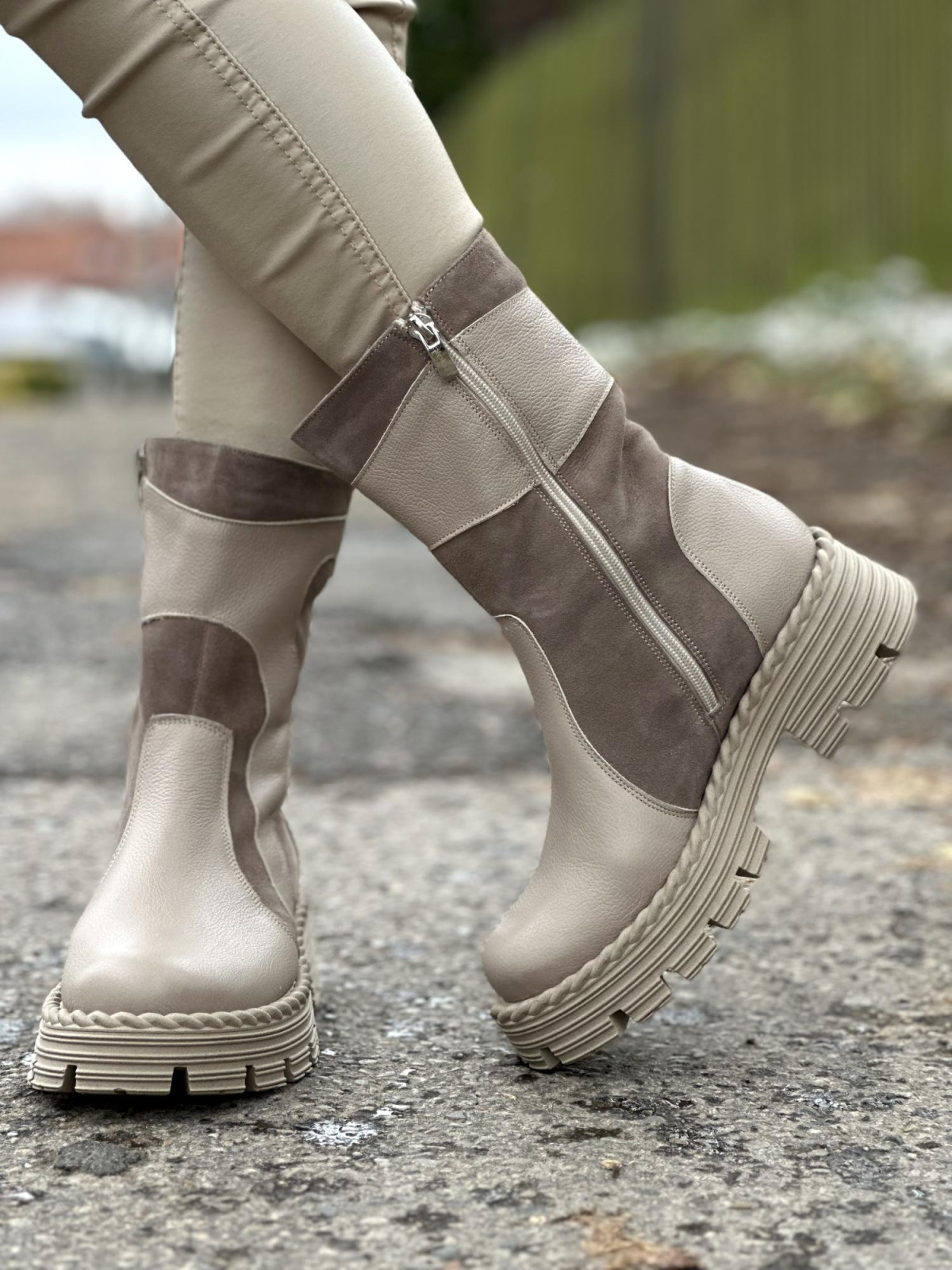 Cappucino botki damskie skórzane