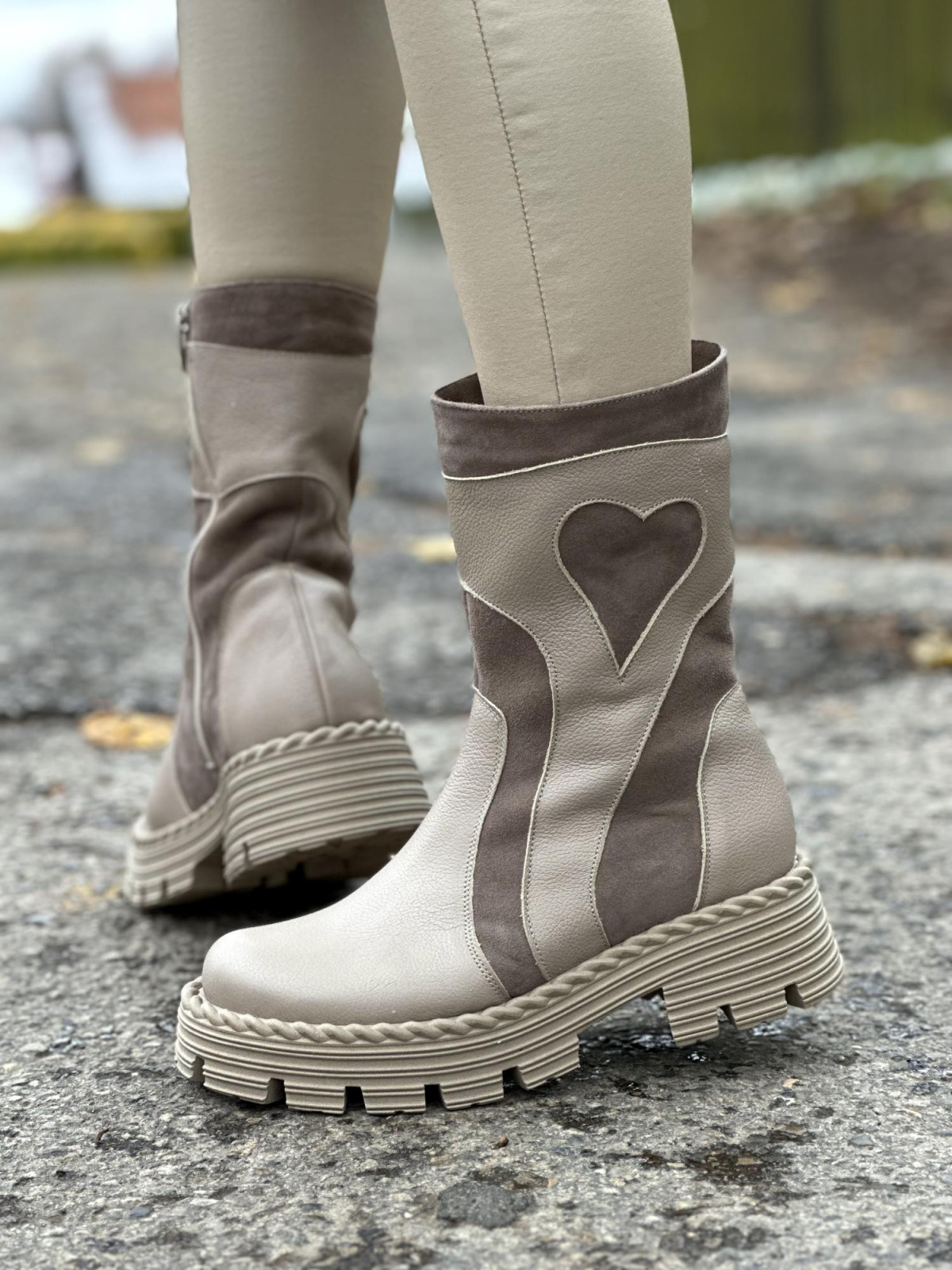 Cappucino botki damskie skórzane