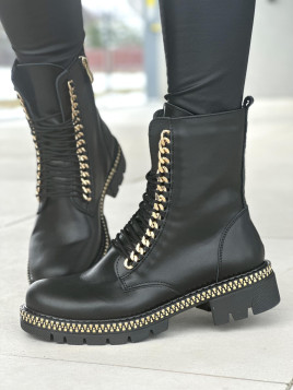 Czarne trapery damskie skórzane