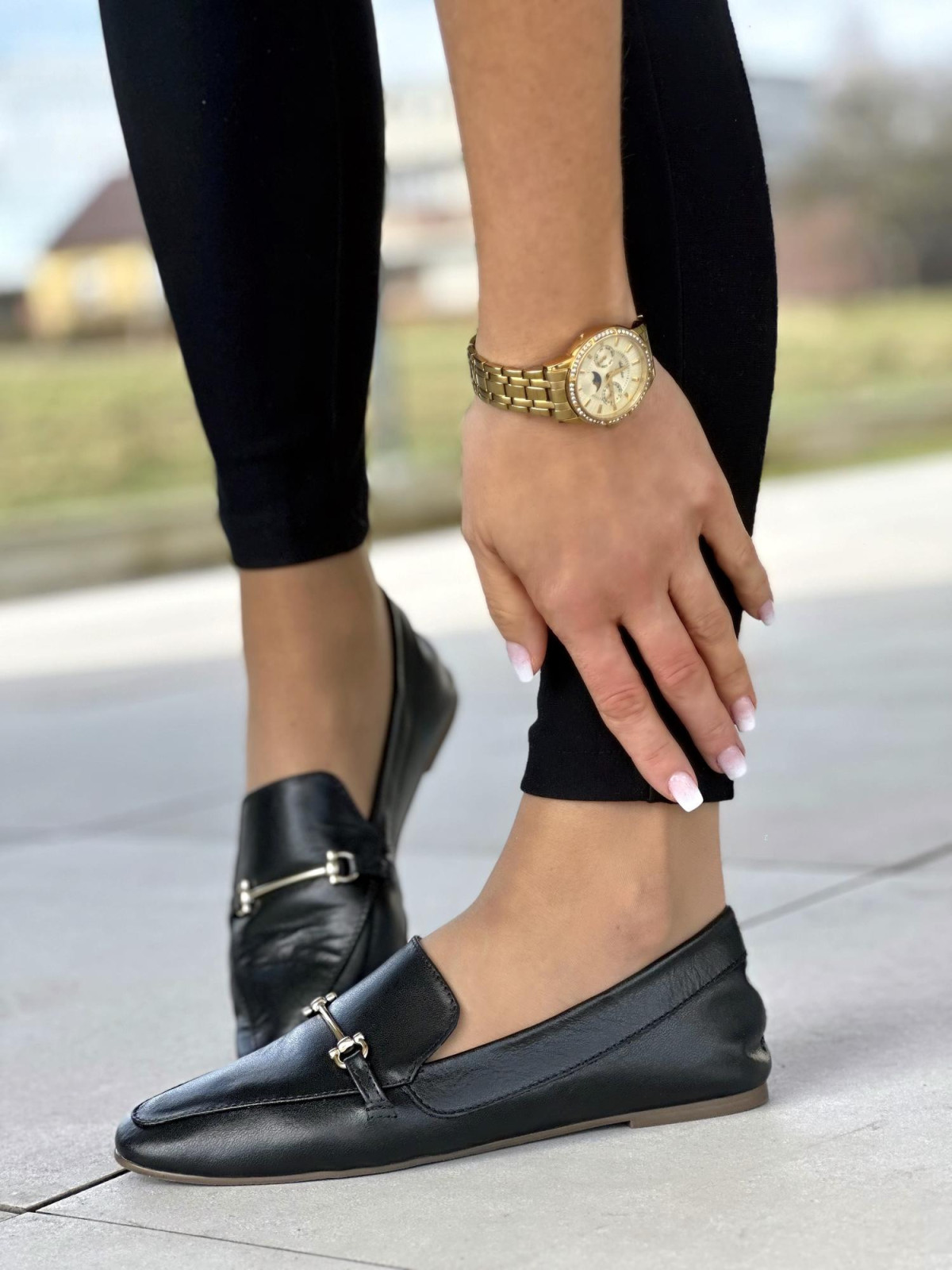 Wygodne i bardzo lekkie czarne mokasyny damskie, skóra naturalna