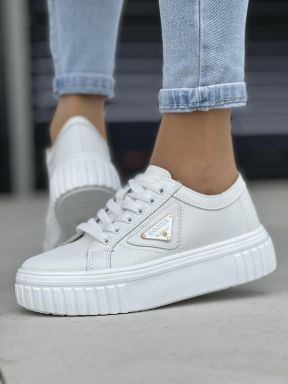 Super lekkie i wygodne białe trampki damskie, skóra naturalna