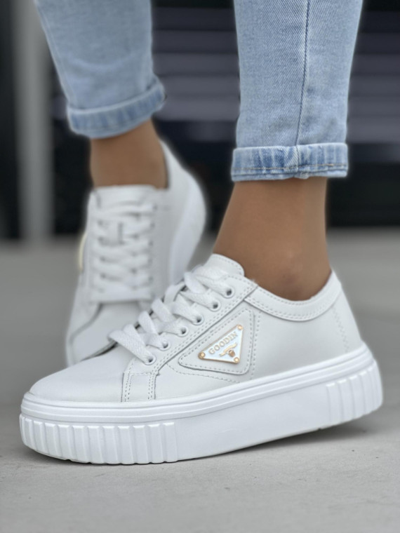 Super lekkie i wygodne białe trampki damskie, skóra naturalna