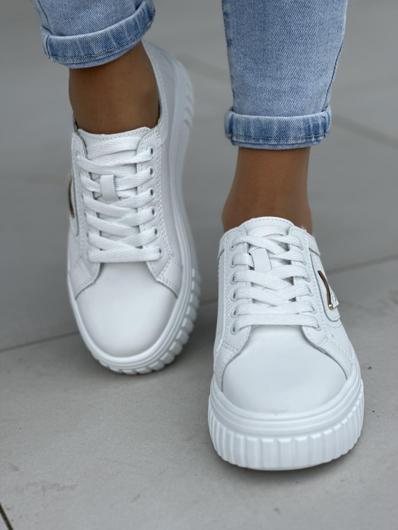 Super lekkie i wygodne białe trampki damskie, skóra naturalna