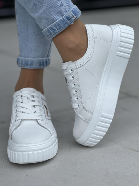 Super lekkie i wygodne białe trampki damskie, skóra naturalna