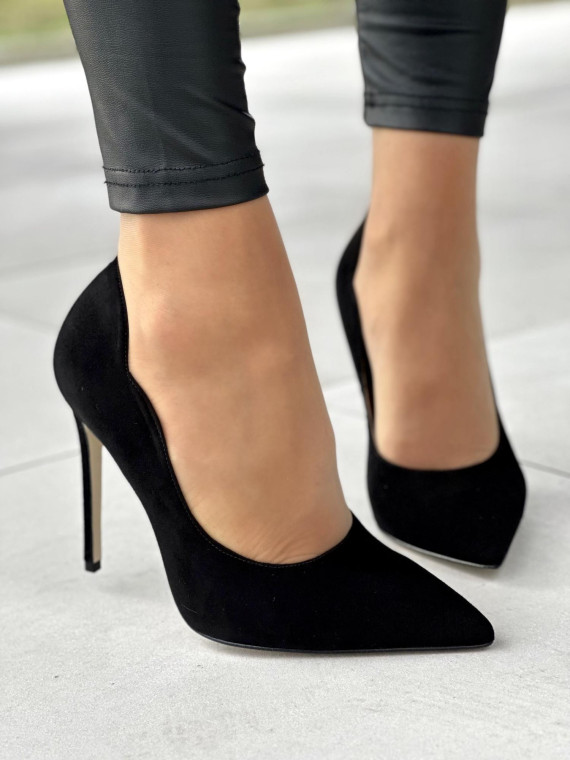 Czarne czółenka damskie skórzane