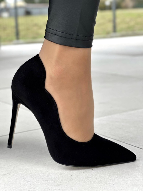 Czarne czółenka damskie skórzane