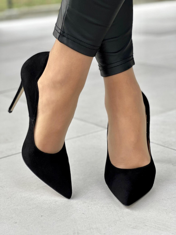 Czarne czółenka damskie skórzane