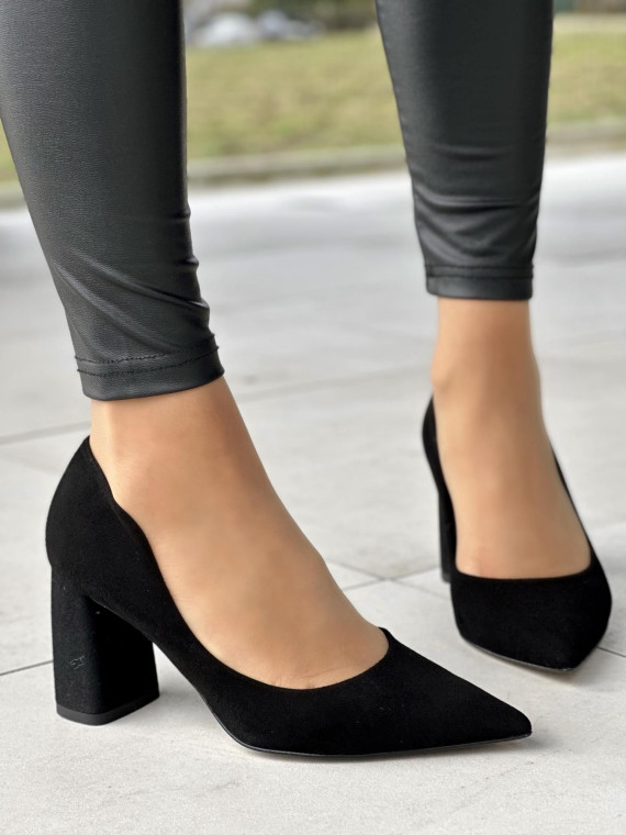 Czarne czółenka damskie skórzane