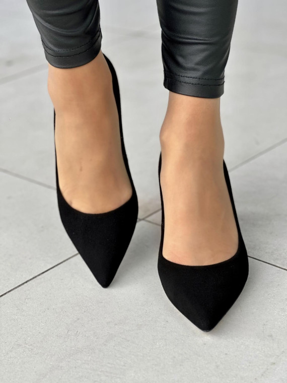 Czarne czółenka damskie skórzane