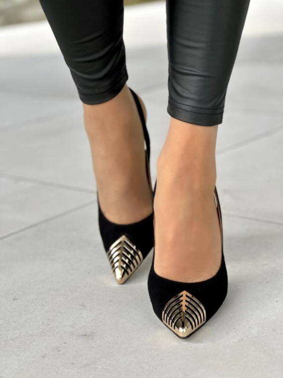 Czarne czółenka damskie skórzane