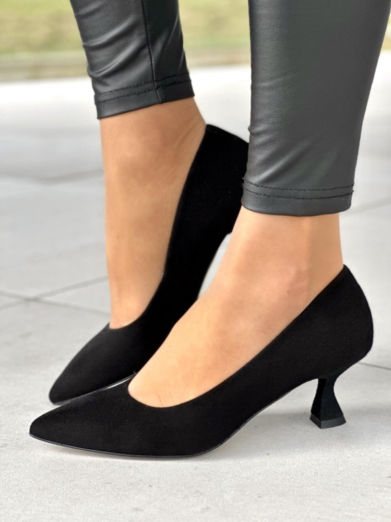 Czarne czółenka damskie skórzane