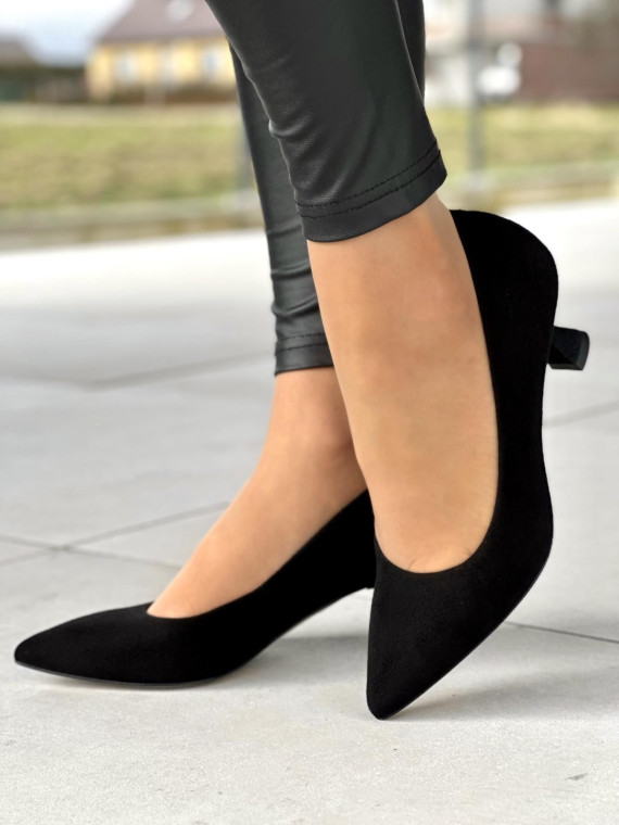 Czarne czółenka damskie skórzane