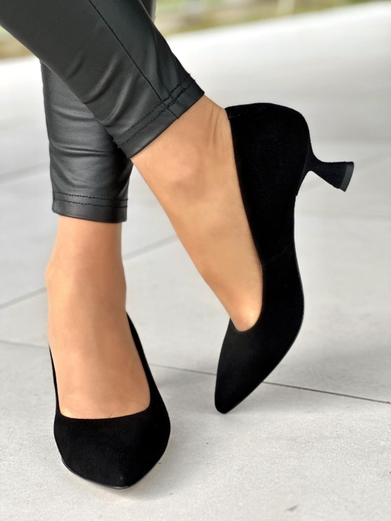 Czarne czółenka damskie skórzane