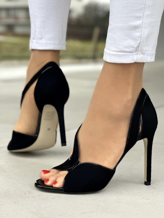 Czarne sandały damskie skórzane