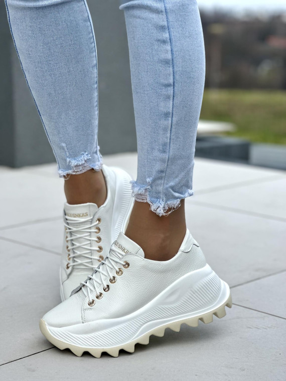 Białe sneakersy damskie skórzane