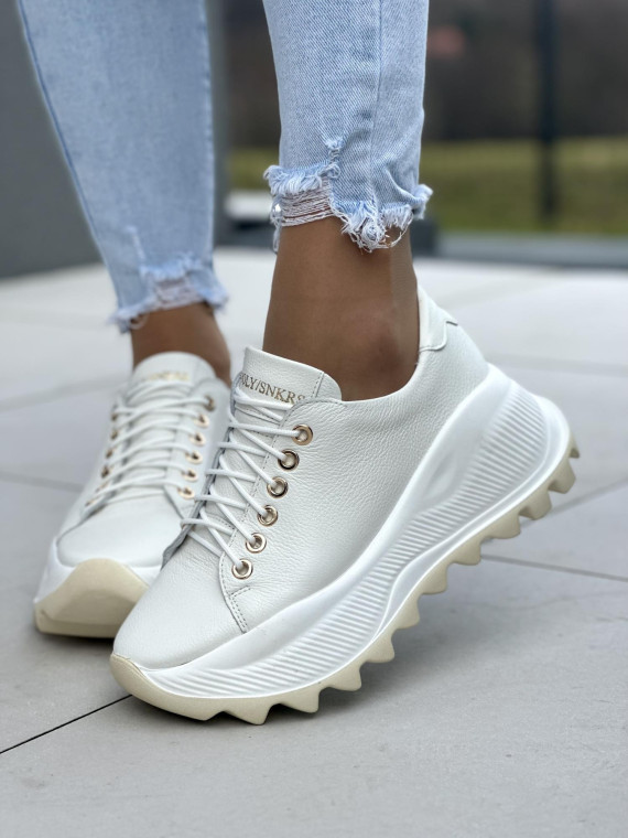 Białe sneakersy damskie skórzane