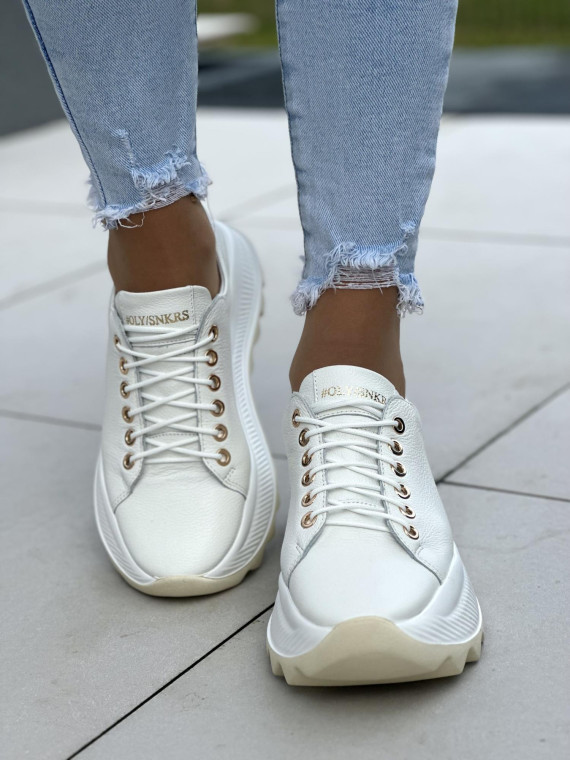 Białe sneakersy damskie skórzane