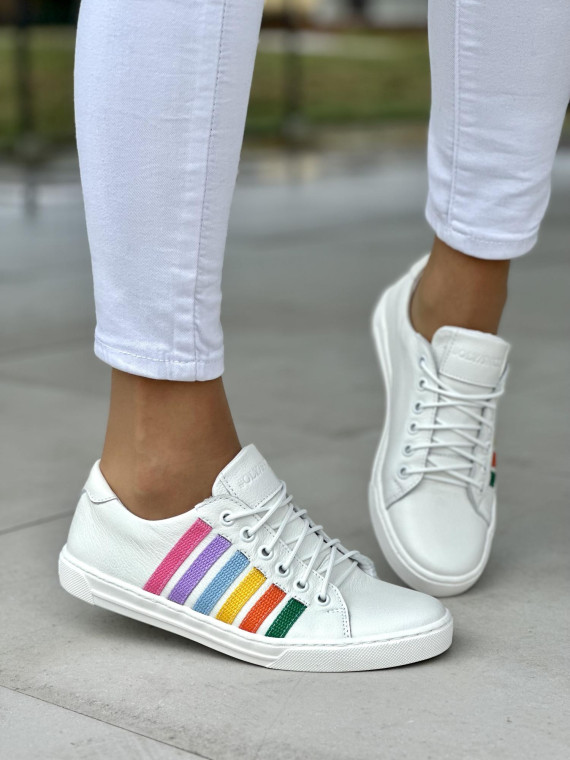 Białe trampki damskie skórzane