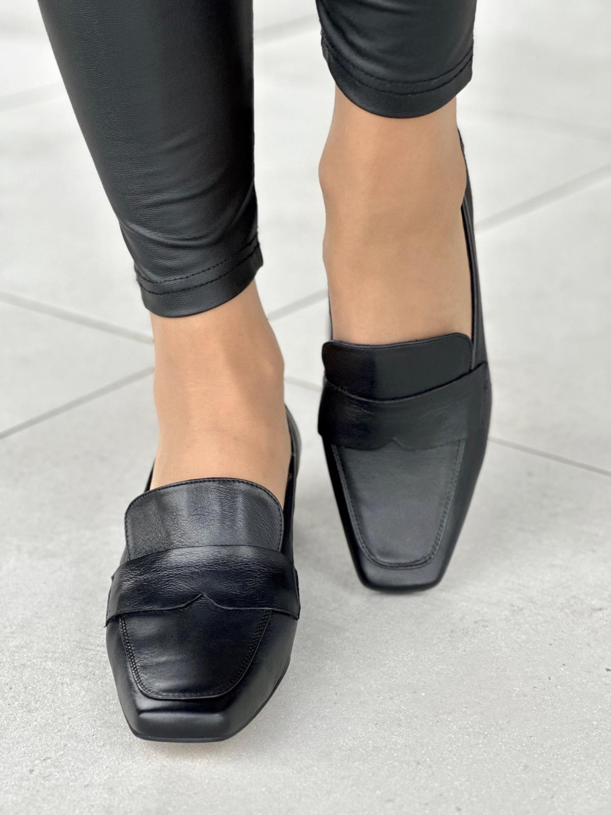 Czarne półbuty damskie, skóra naturalna