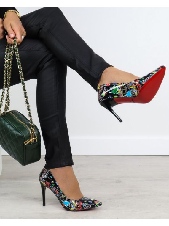 Czółenka czarne damskie skórzane