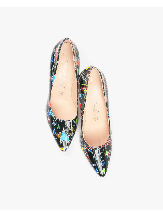 Czółenka czarne damskie skórzane