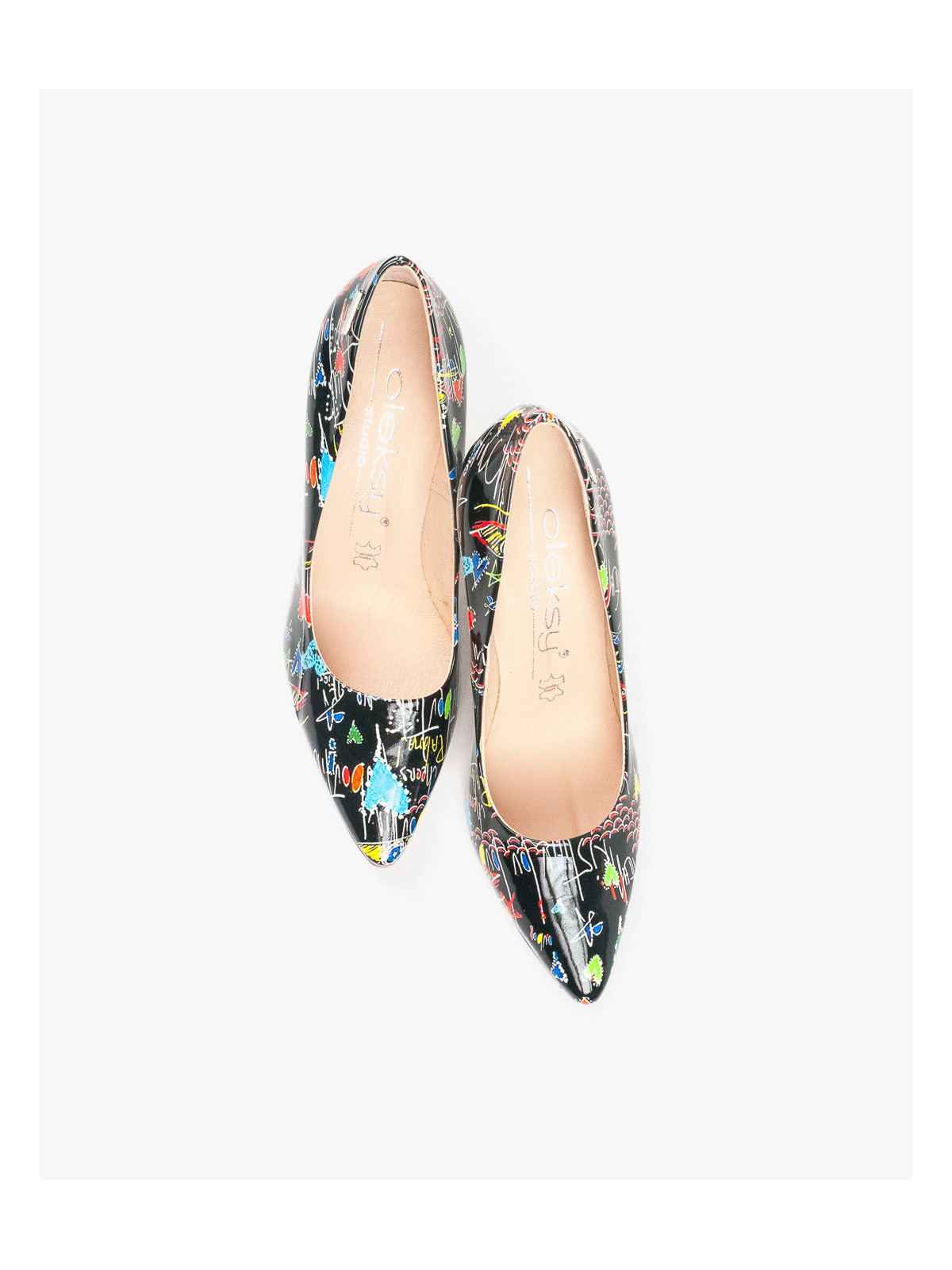 Czółenka czarne damskie skórzane