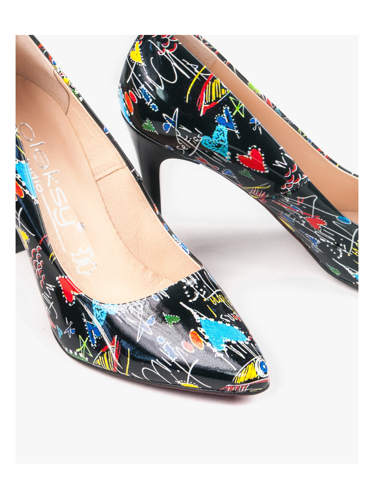 Czółenka czarne damskie skórzane