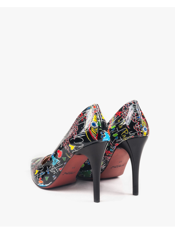 Czółenka czarne damskie skórzane