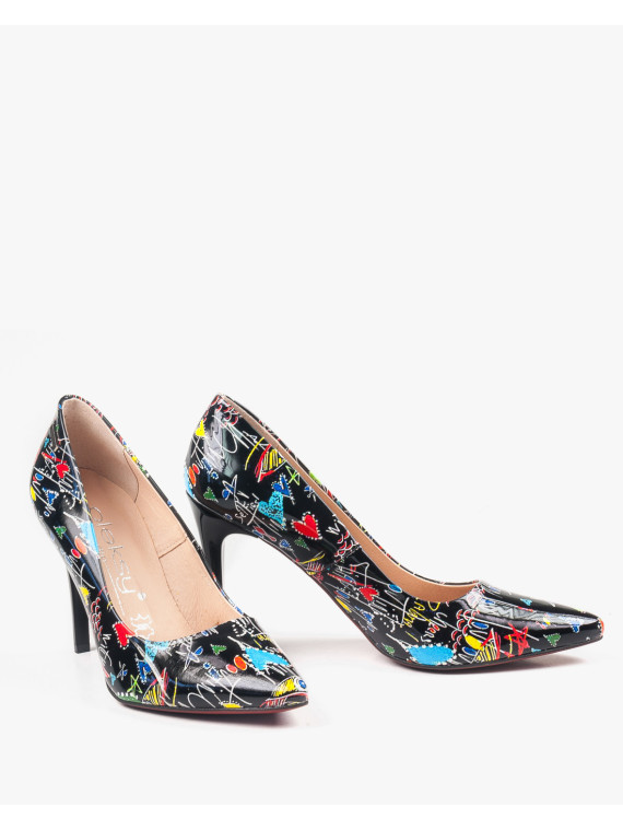 Czółenka czarne damskie skórzane