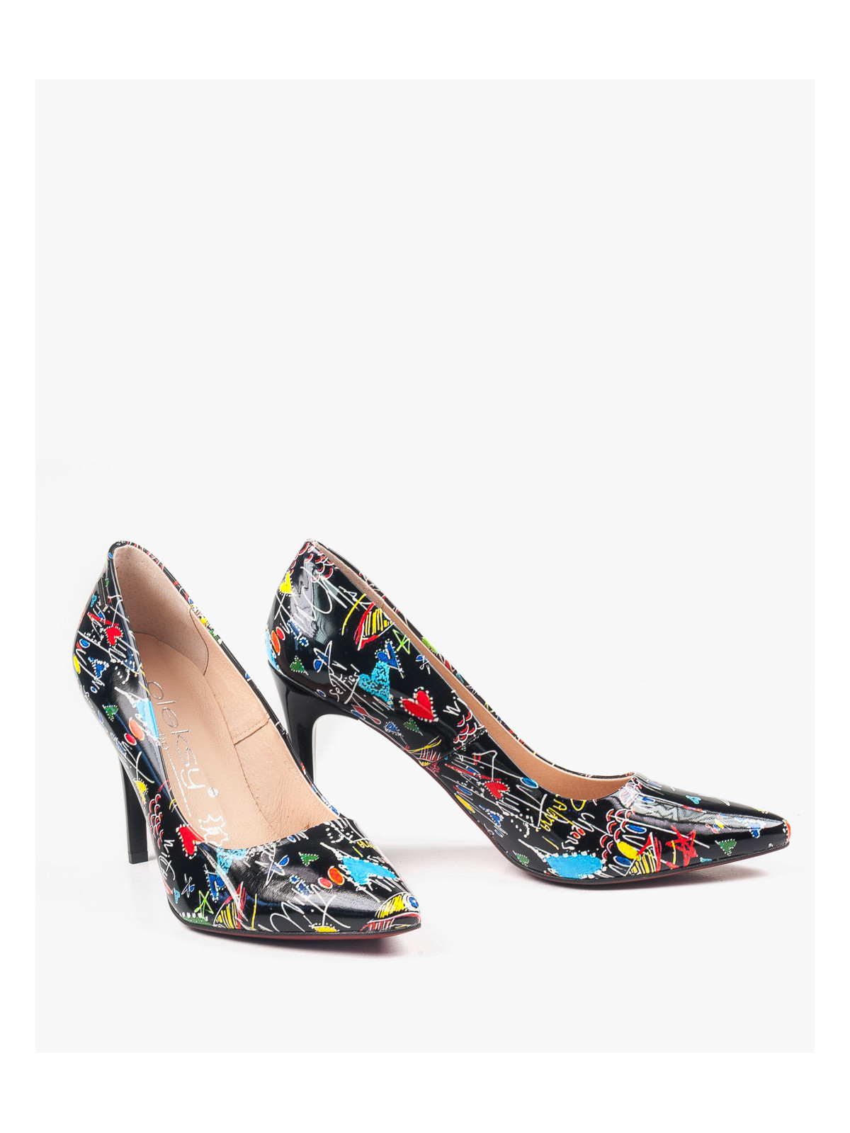 Czółenka czarne damskie skórzane