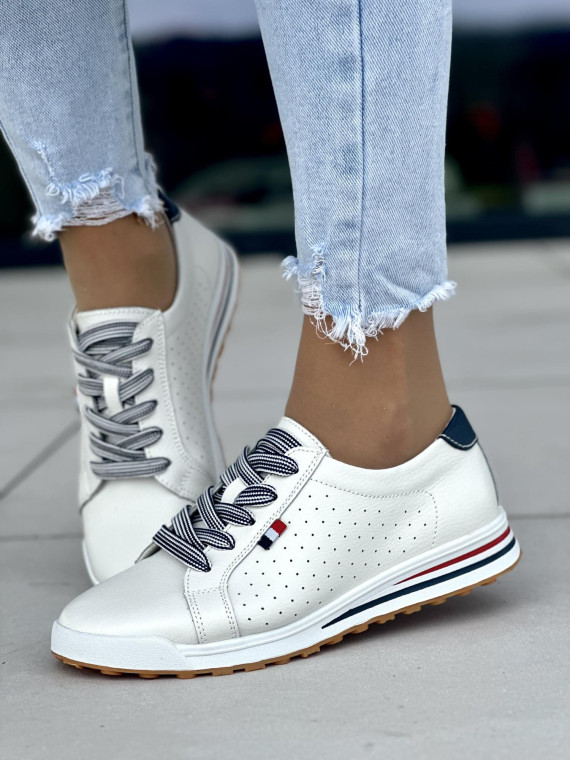 Białe trampki damskie skórzane